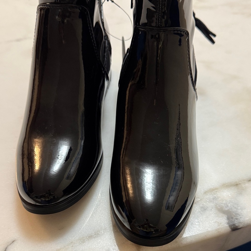 Black Patent Leather Ankle Boots
